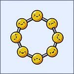 Sulfur atoms in a ring structure.